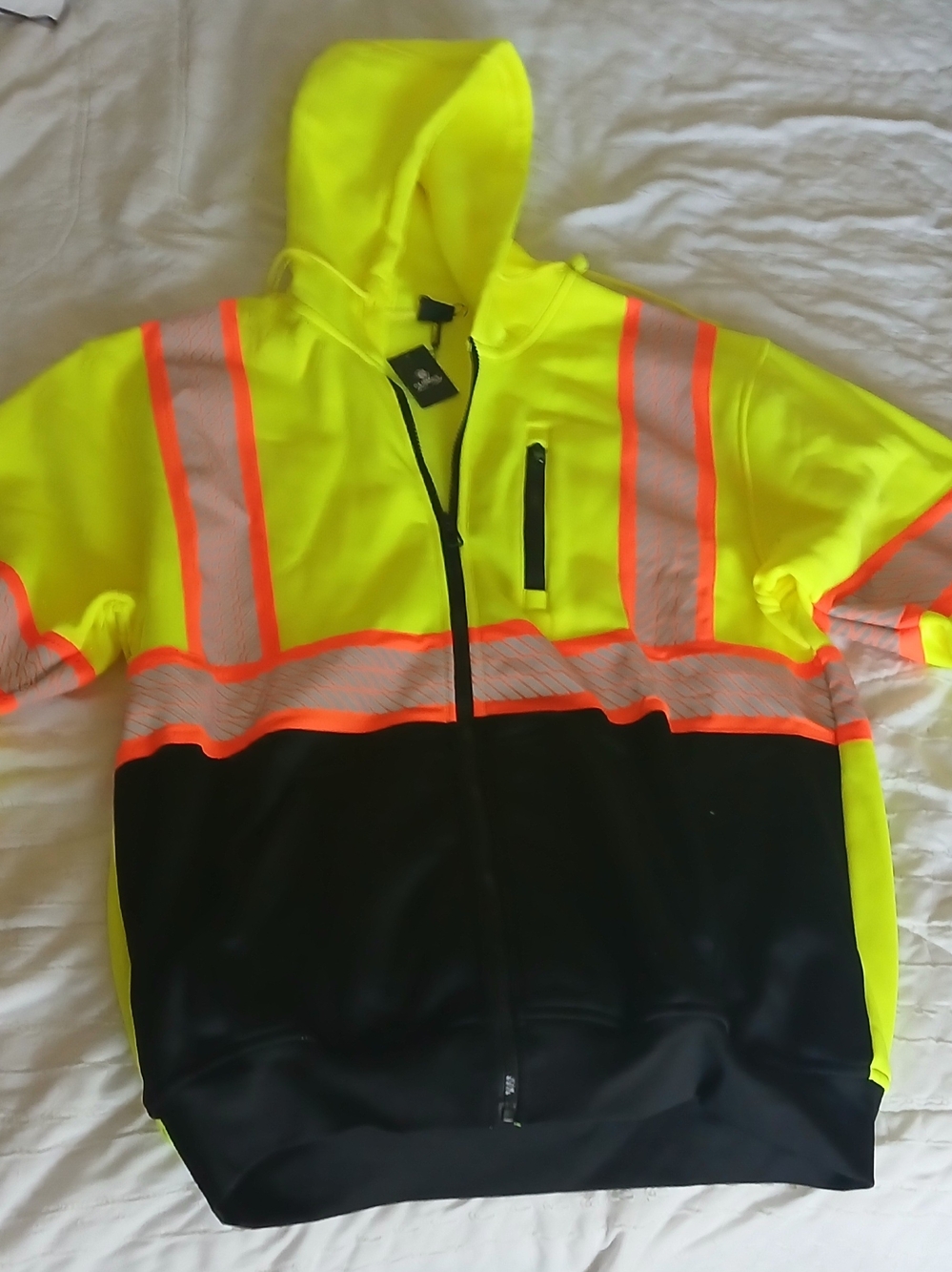 High-Visibility Yellow & Black Safety Hoodie Jacket